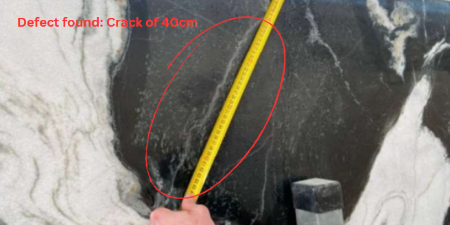 crack defect on marble slab